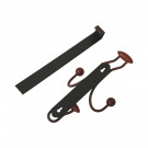 Porte-manteau mural MACAO, Plaque en fer rouille, 4 têtes en bois