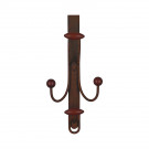 Porte-manteau mural MACAO, Plaque en fer rouille, 4 têtes en bois