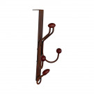 Porte-manteau mural MACAO, Plaque en fer rouille, 4 têtes en bois