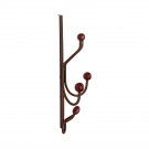 Porte-manteau mural MACAO, Plaque en fer rouille, 4 têtes en bois