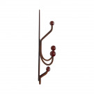 Porte-manteau mural MACAO, Plaque en fer rouille, 4 têtes en bois