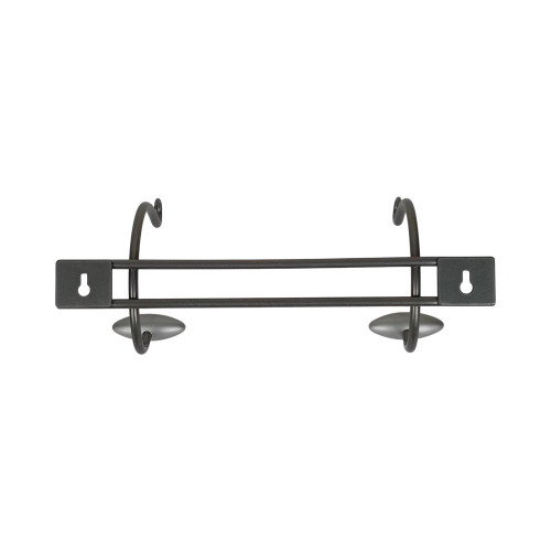 Porte-manteau mural GASCOGNE, Plaque en fer patiné, 2 têtes en bois