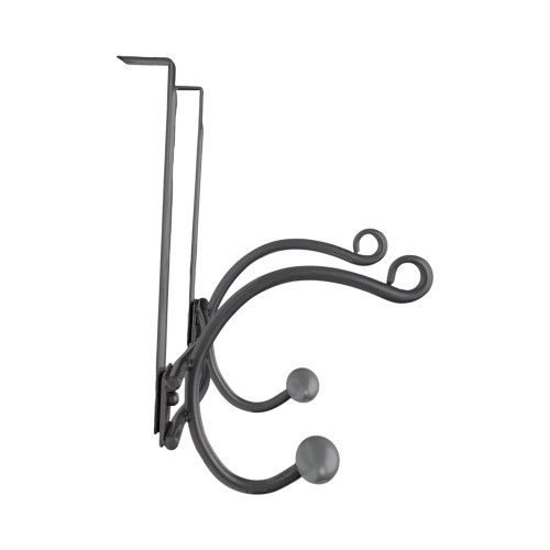Porte-manteau mural GASCOGNE, Plaque en fer patiné, 2 têtes en bois