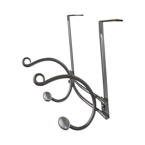 Porte-manteau mural GASCOGNE, Plaque en fer patiné, 2 têtes en bois