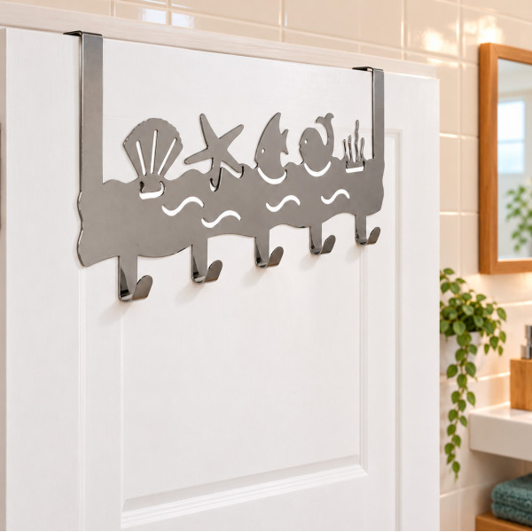 Porte-manteau mural SILHOUETTE, Zamak chrome brillant, 5 têtes
