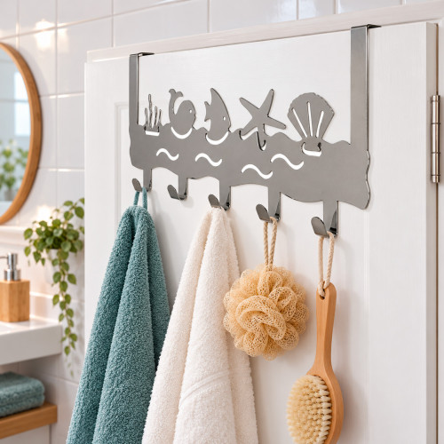 Porte-manteau mural SILHOUETTE, Zamak chrome brillant, 5 têtes