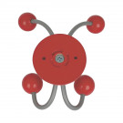 Porte-manteau mural JUNIOR, Plaque en bois rouge et fer gris, 4 têtes en bois peint