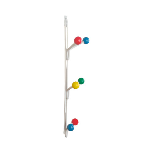 Porte-manteau à suspendre FAMILY, Plaque en fer blanc, 6 têtes en bois multicolores
