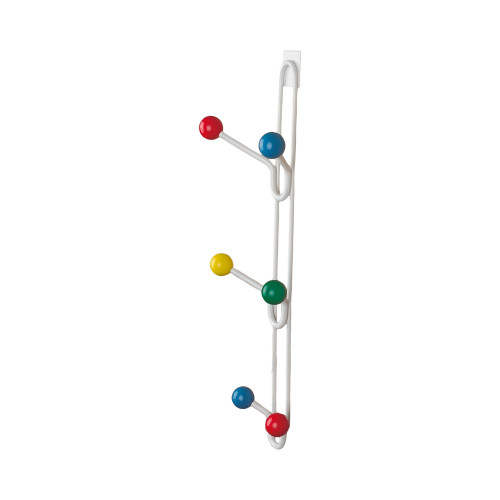 Porte-manteau à suspendre FAMILY, Plaque en fer blanc, 6 têtes en bois multicolores