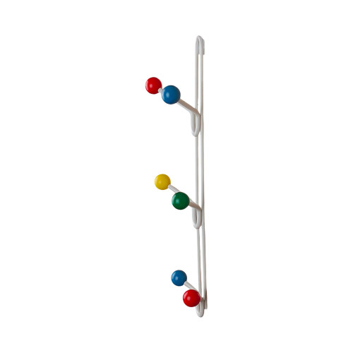 Porte-manteau à suspendre FAMILY, Plaque en fer blanc, 6 têtes en bois multicolores