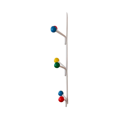 Porte-manteau à suspendre FAMILY, Plaque en fer blanc, 6 têtes en bois multicolores