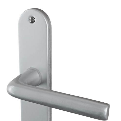 2 poignées de porte TIGNES, Aluminium anodisé argent F1 entraxe 195 mm