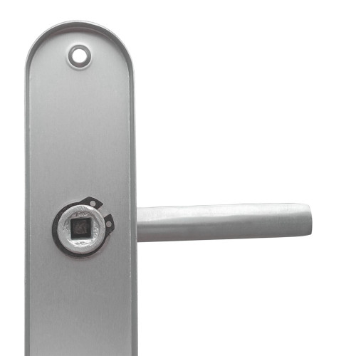 2 poignées de porte TIGNES, Aluminium anodisé argent F1 entraxe 195 mm