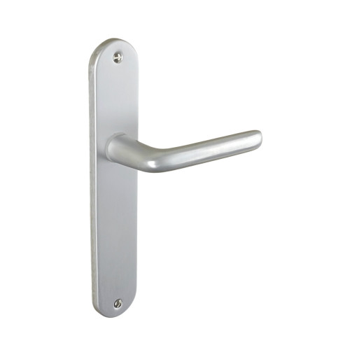 2 poignées de porte TIGNES, Aluminium anodisé argent F1 entraxe 195 mm