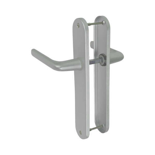 2 poignées de porte TIGNES, Aluminium anodisé argent F1 entraxe 195 mm