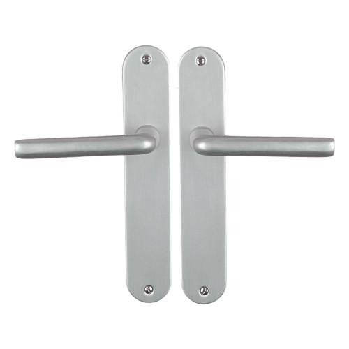 2 poignées de porte TIGNES, Aluminium anodisé argent F1 entraxe 195 mm