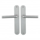 2 poignées de porte TIGNES, Aluminium anodisé argent F1 entraxe 195 mm