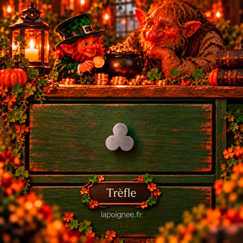 Bouton de meuble TREFLE, Zamak nickel mat | Fantaisie