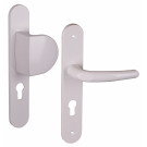 Angle 2 : Palière réversible pour porte d'entrée extérieur, poignée d'intérieur aluminium Blanc Ral 9016 Mat
