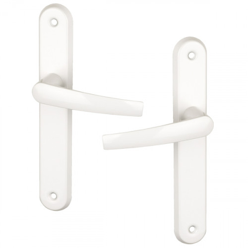 2 poignées de porte AVORIAZ, Aluminium blanc mat entraxe 195 mm - Sans trou pour salon cuisine séjour