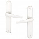 2 poignées de porte AVORIAZ, Aluminium blanc mat entraxe 195 mm - Sans trou pour salon cuisine séjour