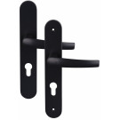 Angle 3 : poignées pour porte d'entrée Avoriaz gris ral 7016, côté extérieur à vis non apparentes et intérieur à vis apparentes