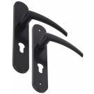 Angle 4 : poignées pour porte d'entrée Avoriaz gris ral 7016, côté extérieur à vis non apparentes et intérieur à vis apparentes