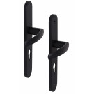 Angle 5 : poignées pour porte d'entrée Avoriaz gris ral 7016, côté extérieur à vis non apparentes et intérieur à vis apparentes