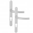 Angle 2 : poignées Zenia pour porte fenêtre F1 anodisé Argent, côté extérieur/ intérieur à vis non apparentes/ à vis apparentes