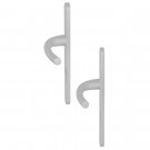 Angle 6 : poignées Zenia pour porte fenêtre F1 anodisé Argent, côté extérieur/ intérieur à vis non apparentes/ à vis apparentes