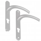 Angle 4 : poignées Zenia pour porte fenêtre F1 anodisé Argent, côté extérieur/ intérieur à vis non apparentes/ à vis apparentes