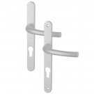 Angle 3 : poignées Zenia pour porte fenêtre F1 anodisé Argent, côté extérieur/ intérieur à vis non apparentes/ à vis apparentes