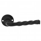 2 poignées de porte sur rosace fine minimaliste NANTUA, Aluminium aspect fer noir