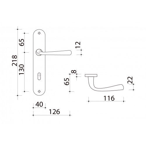 2 poignées de porte MAGALI, Acier noir ou gris nickel mat entraxe 195 mm