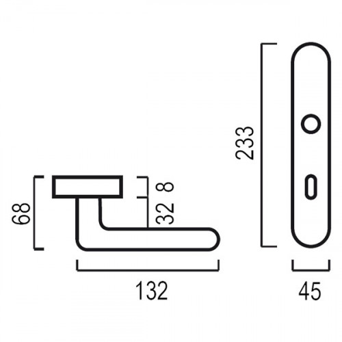 2 poignées de porte GODZILLA, Laiton nickel mat entraxe 195 mm