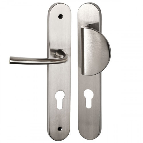 1 côté palière réversible sur plaque à vis non apparentes, 1 côté pour porte intérieur en Zamak Nickel Mat, Magali