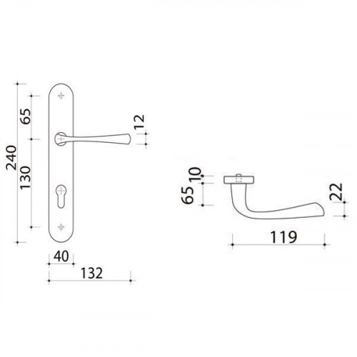 Ensemble poignée pour porte d'entrée, Magali