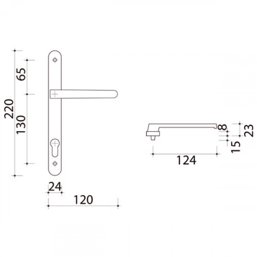1 poignée de porte extra-plate + 1 poignée de porte, Zenia