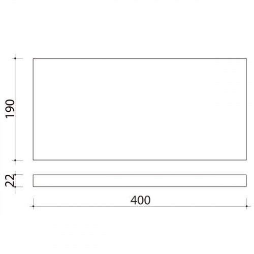 Schéma tablette en chêne massif ( standard ) 400 x 190 mm