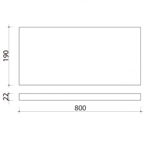 Schéma tablette en chêne massif ( standard ) 800 x 190 mm
