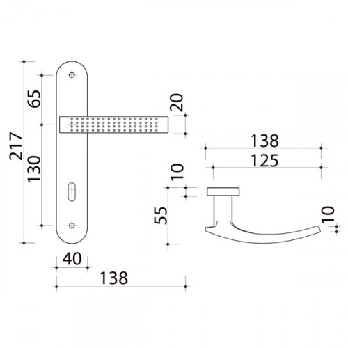 2 poignées de porte AUDACE, Aluminium entraxe 195 mm
