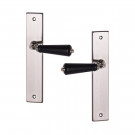 2 poignées de porte ALIX, béquille Bois noir mat entraxe 195 mm