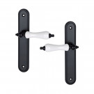 2 poignées de porte DEAUVILLE, béquille Porcelaine blanc entraxe 195 mm