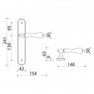 2 poignées de porte DEAUVILLE, béquille Porcelaine blanc entraxe 195 mm - Schéma plaque sans trou