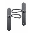 2 poignées de porte CARCASSONNE, Fer forgé patiné entraxe 195 mm