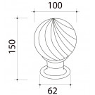 Boule de rampe d'escalier BOWL CRISTAL, Cristal transparent - Schéma