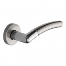 2 poignées de porte sur rosace BABETTE, Laiton Nickel/Nickel mat