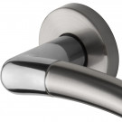 2 poignées de porte sur rosace BABETTE, Laiton Nickel/Nickel mat