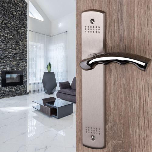 2 poignées de porte GODZILLA, Laiton nickel mat entraxe 195 mm