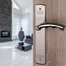 2 poignées de porte GODZILLA, Laiton nickel mat entraxe 195 mm